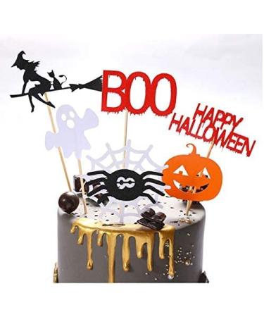 Halloween Cake Topper Set - Haunted House, Ghost, Pumpkin Cupcake Decorations for Wizard, Ghost, Spider Party - Buy Online on SooperMarket.com