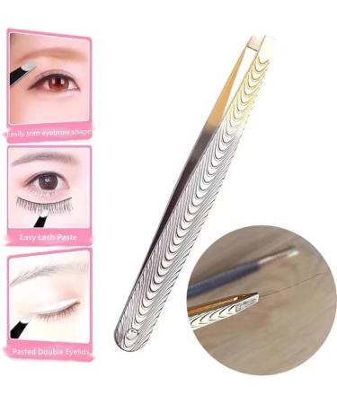 Slanted Stainless Steel Eyebrow Tweezers - Anti-Skid Sharp Tweezers for Facial Hair - Buy Online on SooperMarket.com