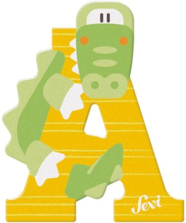 Sevi 83001 Tier Wooden Letter A - Alligator | Kids' Room Door Letter | Educational ABC Learning Toy | Safe for Children 3+ | Pink Yellow Blue - Buy Online on SooperMarket.com