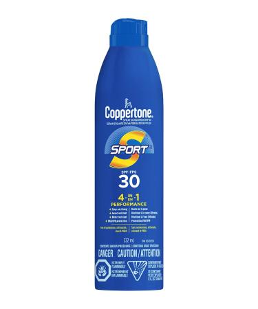 Coppertone Sport Sunscreen Spray SPF 30 (222 mL) Lightweight Body and Face Sunscreen Water Resistant Sun Protection Packaging may vary