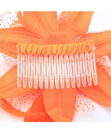 Arranview Jewellery Orange flower fascinator comb with feather tendrils Orange One Size - Buy Online on SooperMarket.com