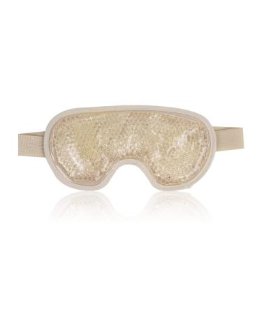 NEWGO Eye Mask Cooling Mask Face Cooling Mask for Migraines Headaches Swollen Tired Eyes Dark Circles Sinus Pain Ice Eye Mask (Gold) Light gold