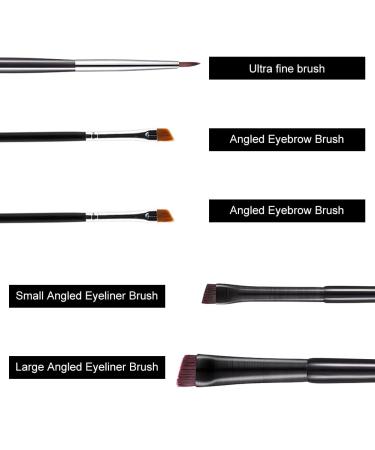 Precision Eye Makeup Brushes Set - Angled Eyebrow, Eyeliner, Slanted Brushes - 5PCS Kit - Buy Online on SooperMarket.com