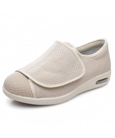LGZY Women Men's Extra Wide Width Shoes Lightweight Breathable Adjustable Swollen Ankles Edema Feet Health Shoes for Elderly Diabetic Bunion Arthritis Plantar Fasciitis Beige 41 EU 41 EU Beige