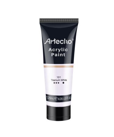 Artecho Professional Acrylic Paint  Titanium White ( 120ml / 4.05oz ) Tubes  Art Craft Paints for Canvas Painting  Rock  Stone  Wood  Fabric  Art Supplies for Professional Artists  Adults  Students  Kids