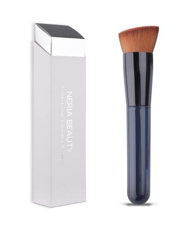 Foundation Brush, Flat Top Kabuki Foundation Brush for Liquid Makeup, Cream, Powder, Travel Size Face Foundation Blending Makeup Brushes (131) blue foundation brush