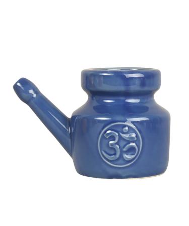 Fupeen 350Ml Ceramic Neti Pot Nose Cleaning Pot Durable Leakproof Spout Pot for Nasal Rinsing Nose Washing Men Women Blue