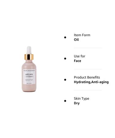 Pearlessence Argan & Vitamin E Facial Oil - Hydrating & Balancing Formula for Revived Skin | Made in USA, Cruelty-Free & Paraben-Free | 1.8 Fl Oz - Buy Online on SooperMarket.com