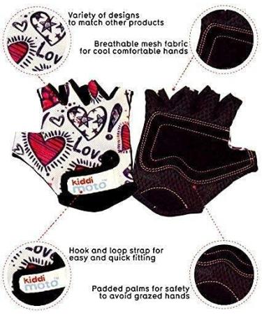 KIDDIMOTO Fingerless Children's Cycling Gloves | Boys & Girls Bike Gloves - Love Design (Size S 2-5 years) - International Shipping Available - Buy Online on SooperMarket.com