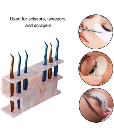 LIXIMMAZN 8-Hole Acrylic Tweezers Holder | Eyelash Extension Tools Rack & Stand | Durable Salon Supplies Display (Marbled Pink) - Buy Online on SooperMarket.com