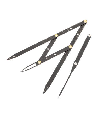Anneome 1pc Second Generation Scale Calipers Eyebrow Measuring Rulers Makeup Set Stainless Steel 25x5x0.6cm Black