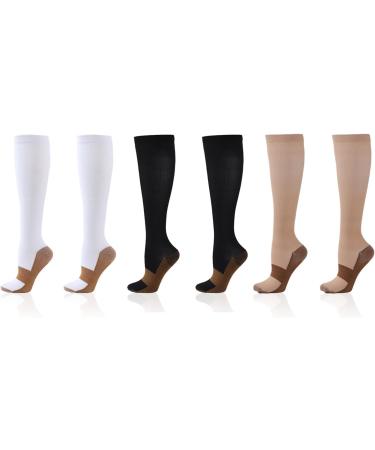 RiToEasysports Knee High Compression Socks - Breathable Stretchy 3 Pairs S/M for Sports | International Shipping - Buy Online on SooperMarket.com