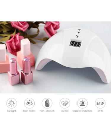 Nail Lamp with Dual Light Sources 36W UV LED Quick Drying Nail Art Machine for All Gel Polish Nail Dryer with 12 Lamp Beads Intelligent Infrared Induction (Yinhings7039pm4ud-12) - Buy Online on SooperMarket.com