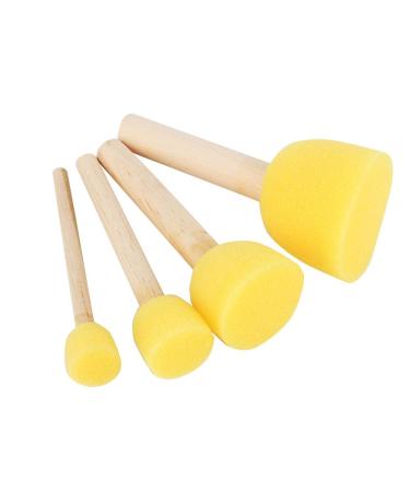4Pcs Round Stencil Sponge Wooden Handle Foam Sponge Paint Brush Furniture Art Crafts Painting Tool Supplies