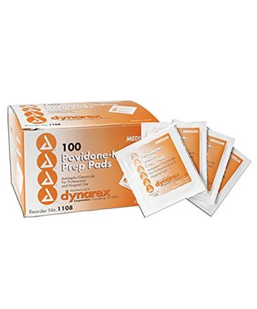Dynarex 317536 Povidone-Iodine Prep Pads Box of 100