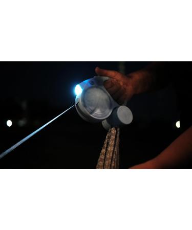 Ultra White Extendable Dog Lead with LED Light & Waste Bag Holder - 5m Retractable Leash for Large Dogs - Reflective & Strong Training Lead for Small, Medium, and Large Dogs - Buy Online on SooperMarket.com