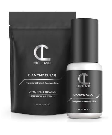 Diamond Clear Eyelash Extension Glue for Professionals | 7-Week Retention, 1-2 Sec Drying Time | Semi-Permanent Individual/Volume Lash Adhesive | Latex-Free | Transparent Color | 5ML - Buy Online on SooperMarket.com