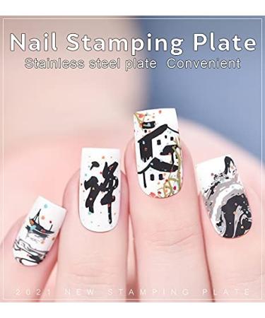 KADS Nail Stamping Plate Chinese Style Nail Art Stamp Template bamboo Lotus DIY Image Template Manicure Stamping Plate Stencil Tools (CN028) - Buy Online on SooperMarket.com