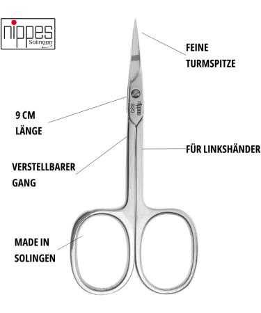 nippes Solingen Cuticle Scissors with Curved Tip for Left-Handed Users Nickel-Plated 9 cm with Clasp Straw and Hardened Tip Pedicure and Manicure for Removing Unnecessary Cuticles - Buy Online on SooperMarket.com