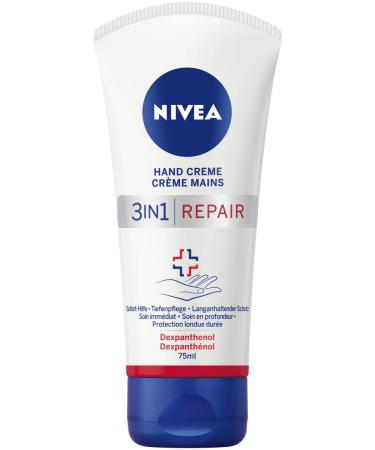 NIVEA 3-in-1 hand cream (75 ml) rich skin cream with dexpanthenol for intensive care hand care for very dry and cracked hands 75 ml (Pack of 1)