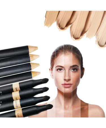 2 in 1 Concealer Pencil Stick for Full Coverage - Waterproof Dual-Sided Face and Eyebrow Concealer Crayon for Dark Circles, Blackheads - Professional Makeup Highlighter with Brush - Natural Shade - Buy Online on SooperMarket.com