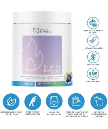 Nova Pharma Pre Workout Powder - Garcinia Cambogia - L Carnitine Supplement - Chromium Supplement - 40 Servings (Grape and Lime) - Buy Online on SooperMarket.com