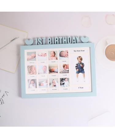 First Year Photo Moment Frames Diy 0-12 Month Picture Display Plastic Collage Frame Memory Gift Blue - Buy Online on SooperMarket.com