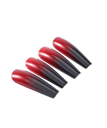 Handcess Coffin Glossy False Nails - Long Black and Red Ballerina Press-On Nails Gradient Acrylic Art Full Cover (24PCs) for Women & Girls - Buy Online on SooperMarket.com
