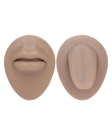 Soft Silicone Mouth Tongue Model for Beauty Salon Simulated Human Mouth Lip Tongue Model Set for Stud Display Reusable Easy Cleaning Piercing Practice Tools for Beginners(Type C)