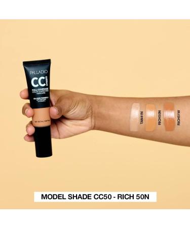 Palladio Full-Coverage Color Correction CC Cream Oil-Free with Peptides & Vitamin C - Rich 50N - Corrects Redness and Uneven Skin Tone - Buildable Foundation Coverage - 25.70g Pack - Buy Online on SooperMarket.com