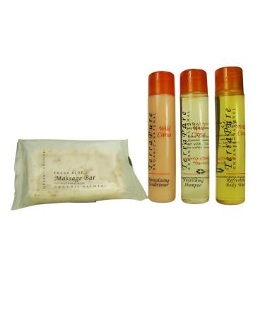 Terra Pure Wild Citrus Organic & Natural BNB Amenity & travel Sets - Shampoo Conditioner & Body Wash (SETS) (120 Piece)