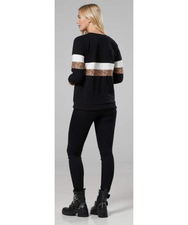 Happy Mama Women's Maternity Nursing Zipped Sweatshirt 1110 - Black & Anaconda Print - Size 14 - Buy Online on SooperMarket.com