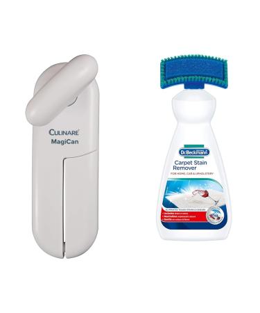Culinare C10015 MagiCan Tin Opener White Plastic/Stainless Steel Manual Can Opener & Dr. Beckmann Carpet Stain Remover | Removes New and Dried-in Stains | Includes Applicator Brush + Carpet Stain Remover 650ml White
