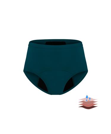 Leovqn Period Pants for Women Lace Trim Menstrual Underwear Heavy Flow Period Knickers Leakproof Postpartum Briefs XXL Midnight Blue