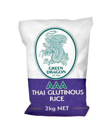 Green Dragon Thai Sticky Rice Rice 2KG | Premium Rice | Glutinous | White Rice | AAA | Chinese Ingredients | Chinese Asian Cooking | 2KG
