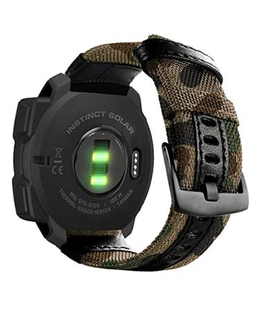 Abanen 22mm Nylon Military Style Watch Bands for Garmin Instinct/Instinct 2 Solar, Woven Fabric Durable Wristband Strap for Garmin Instinct Tactical/Tide/Esports/Instinct Solar Camouflage