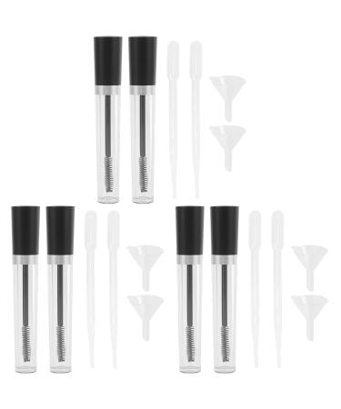 KALLORY 6 Sets Lash Cosmetics Vibely Mascara Refillable Clear Bottles Diy Kits Make up Bottled Plastic 12.3x2.1cmx3pcs Blackx3pcs