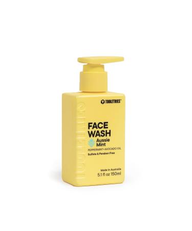 Tooletries - Hydrating Men s Face Wash - Aussie Mint Scent - Sulphate Free Paraben Free - Moisturising with Peppermint & Avocado Oil - Naturally Foaming Deep Cleansing - 150ml