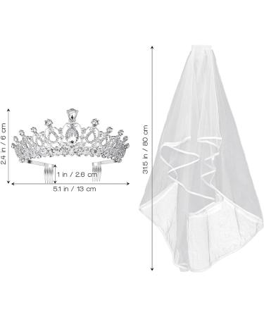 Frcolor Crystal Tiara Crown Rhinestone Wedding Bridal Headband with Veil & Comb - Buy Online on SooperMarket.com