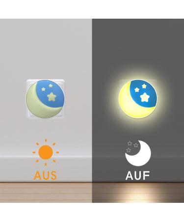 Annmore Night Light Socket for Children - Twilight Sensor Orientation Lights for Newborns | 2-Piece Baby Slumber & Breastfeeding Essentials in Moon Yellow - Buy Online on SooperMarket.com