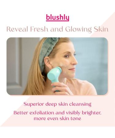Blushly Facial Cleansing Brush - 360 Degree Exfoliating Facial Brush - Skin Care Routine Essential for Deep Cleaning - Pink - Buy Online on SooperMarket.com