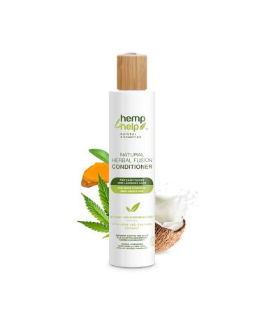 Hemp4help Natural Herbal Conditioner - 250ml Bottle - Hemp Curcuma Extract - Natural Ingredients. All Hair Types - Repair Strengthen Moisturize - Vegan Cruelty-Free - Sulfate and Paraben Free