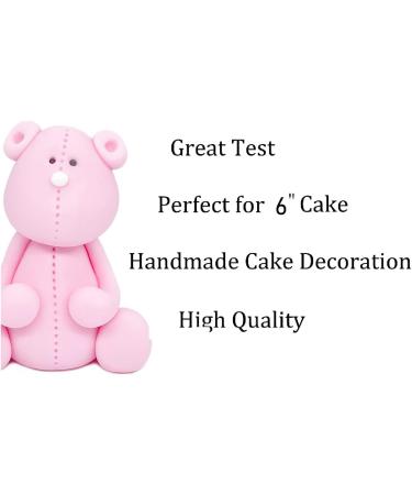 Pink Bear Cake Topper 100% EDIBLE Birthday Decoration For Girl (Hight-6cm) - Buy Online on SooperMarket.com