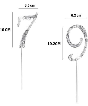 ENSTAB 0-9 Cake Decoration - Shiny Silver Rhinestone Happy Birthday & Anniversary Cake Topper - Buy Online on SooperMarket.com