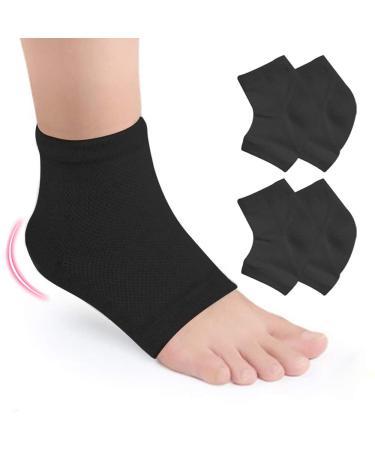 Hilph 2 pair of gel heel socks silicone moisturizing socks Open toe socks foot care spa socks for dry hard torn skin comfy day night care skin black