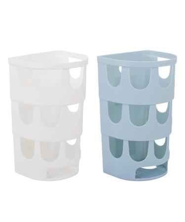 AOVNA 2 Pieces Rabbit Feeder Racks Hay Feeding Food Basket Plastic Hay Feeder Rack for Rabbits Guinea Pigs Chinchilla White & Blue