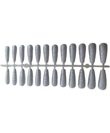 Dajidafu 24 Pieces False Nails Full Cover T-shaped Extra Long Press on Coffin Style Nail Tips DIY Supplies for Home Salon silver - Buy Online on SooperMarket.com