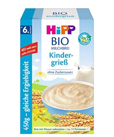 Hipp Organic Milk Porridge Semolina for Children - 6 Pack (6 x 450g) | Healthy Baby Breakfast International Shipping Available - Buy Online on SooperMarket.com