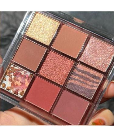 Lovelycat 9 Colors Glitter Eyeshadow Makeup Palette Matte High Pigmented Colorful Creamy Texture Eye Shadow Powder Natural Waterproof Long Lasting Eyeshadow Powder Cosmetics (red)