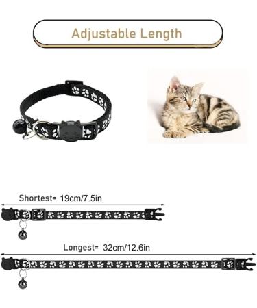 Hepplly 2-Pack Quick Release Reflective Cat Collars with Bell - Black Kitten Collars for Safe Stylish Pets | International Shipping Available - Buy Online on SooperMarket.com